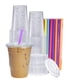 thumbnail image 1 of Vasos transparentes desechables GUSTO 473 ml, 100 unidades con tapas y pajitas, 1 of 7