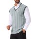 thumbnail image 4 of INSPIRE CHIC Chaleco de Punto Sin Mangas con Cuello en V de Color Sólido para Hombre M Gris Claro, 4 of 5