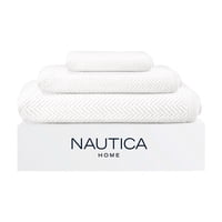 Set 3 Toallas Nautica Vis Cara+Mano+Cuerpo 100% Algodón Alta Calidad Blanco