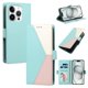 thumbnail image 1 of Cartera Plegable para iPhone 15 Pro Max, PU Tricolor con Ranuras, Verde, 1 of 6