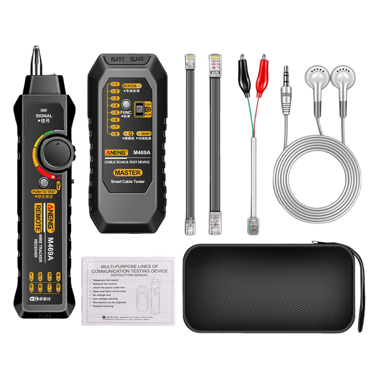 Bothyi - Probador De Cable De Red Herramienta De Red Rj45 + Buscador De Línea Rj11 Para Gato Óptico Negro