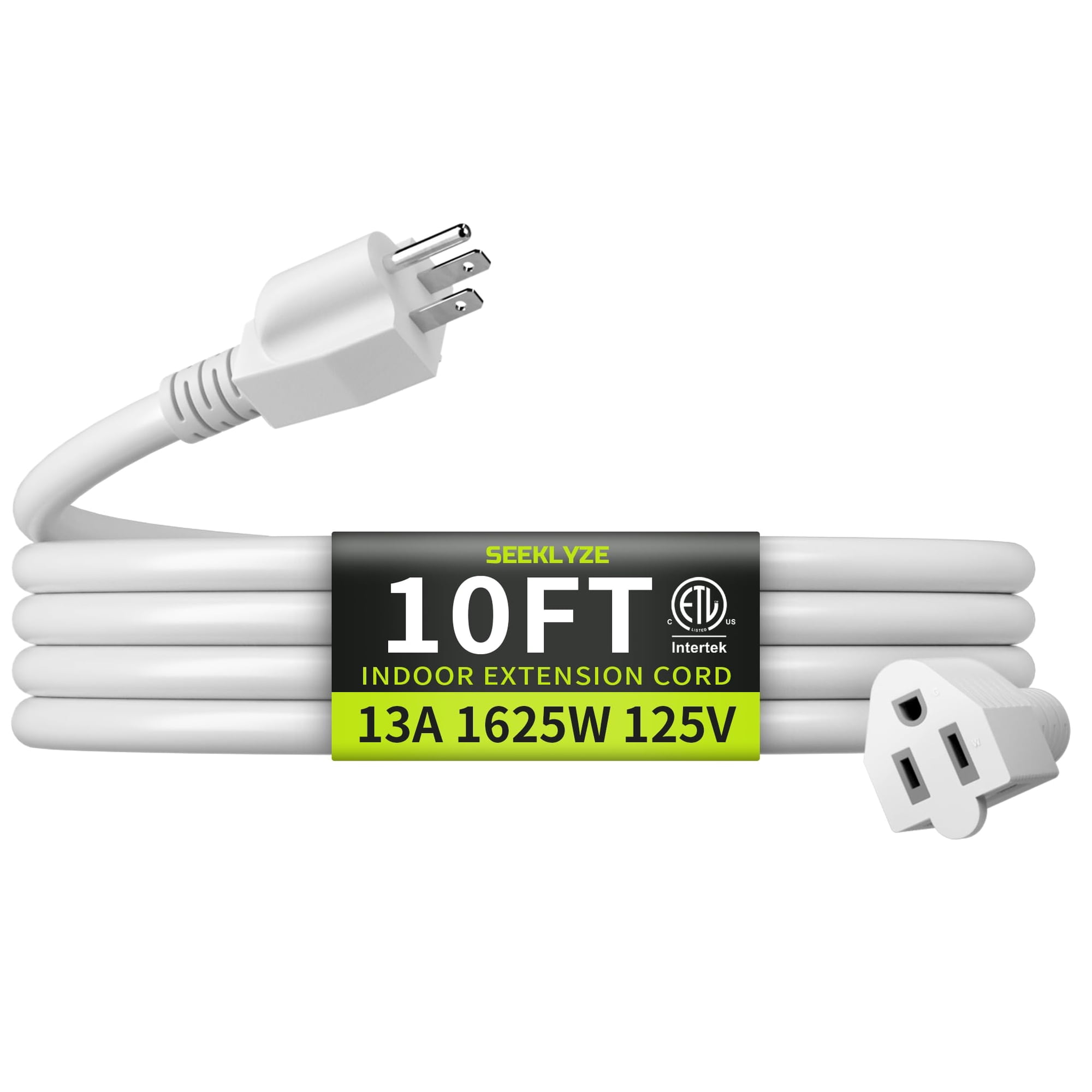 Cable De Extensión Seeklyze 16/3, Blanco, 3 M, 13 A, 125 V, 1625 W, Con Certificación Etl