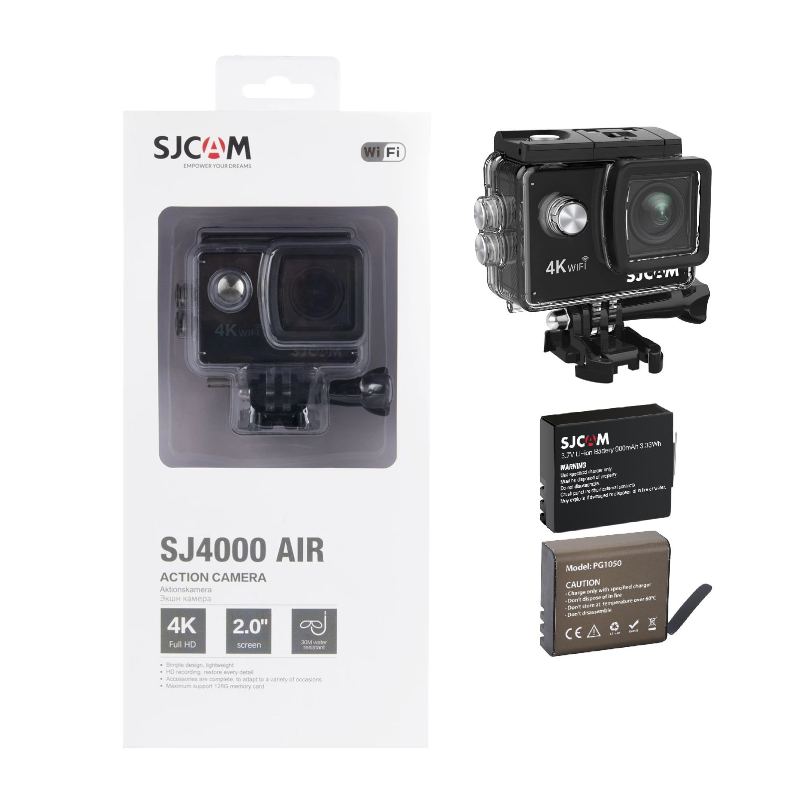 Cámara Deportiva Sjcam Sj4000 Air 4k Wifi Sumergible 2 Baterias