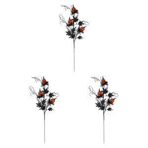 Magideal - 3 Piezas De Ramas De Halloween, Ramas De Flores Artificiales, Arreglo De Jarrón Negro, Adornos, Púas De Hoja De Arce Para Fiesta En Casa, Interior Y E