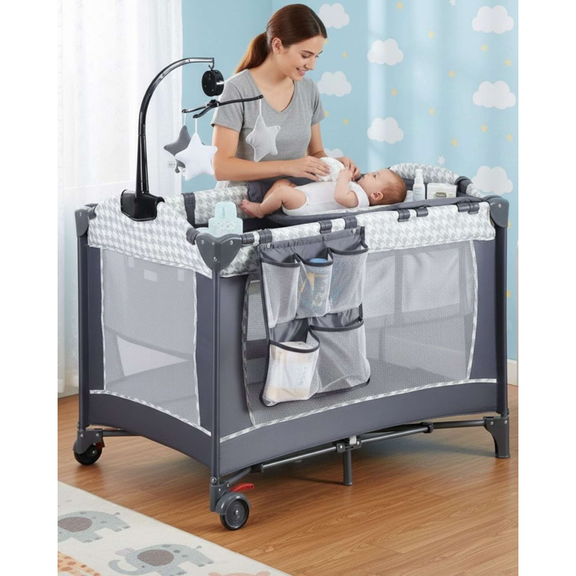 Mylhogar - Corral Cuna 3 En 1 Comodidad Y Seguridad Para Tu Bebé