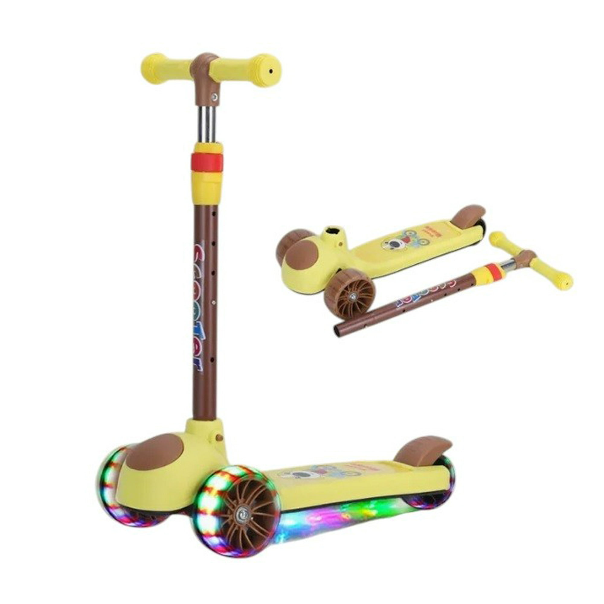 Vipnetwork - Monopatín Scooter Niños Amarillo – Café