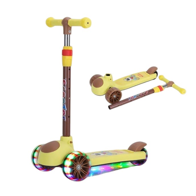 Vipnetwork - Monopatín Scooter Niños Amarillo – Café