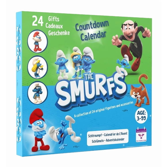 El calendario de adviento original de los PITUFOS 2024, juguetes coleccionables de dibujos animados para niños y niñas, 12 figuritas y 12 regalos de SMURFY. A partir de 3 años. 24 piezas