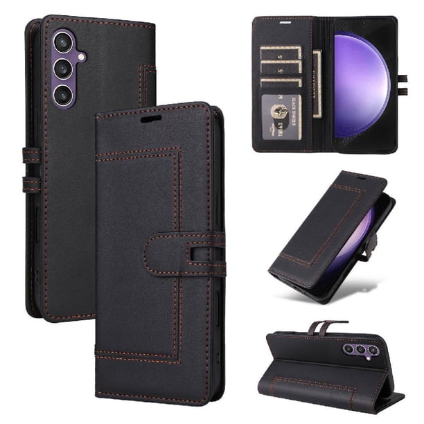 Premium Wallet Case for Samsung Galaxy S25 FE with Card Slots & Kickstand, Flip Cover Black