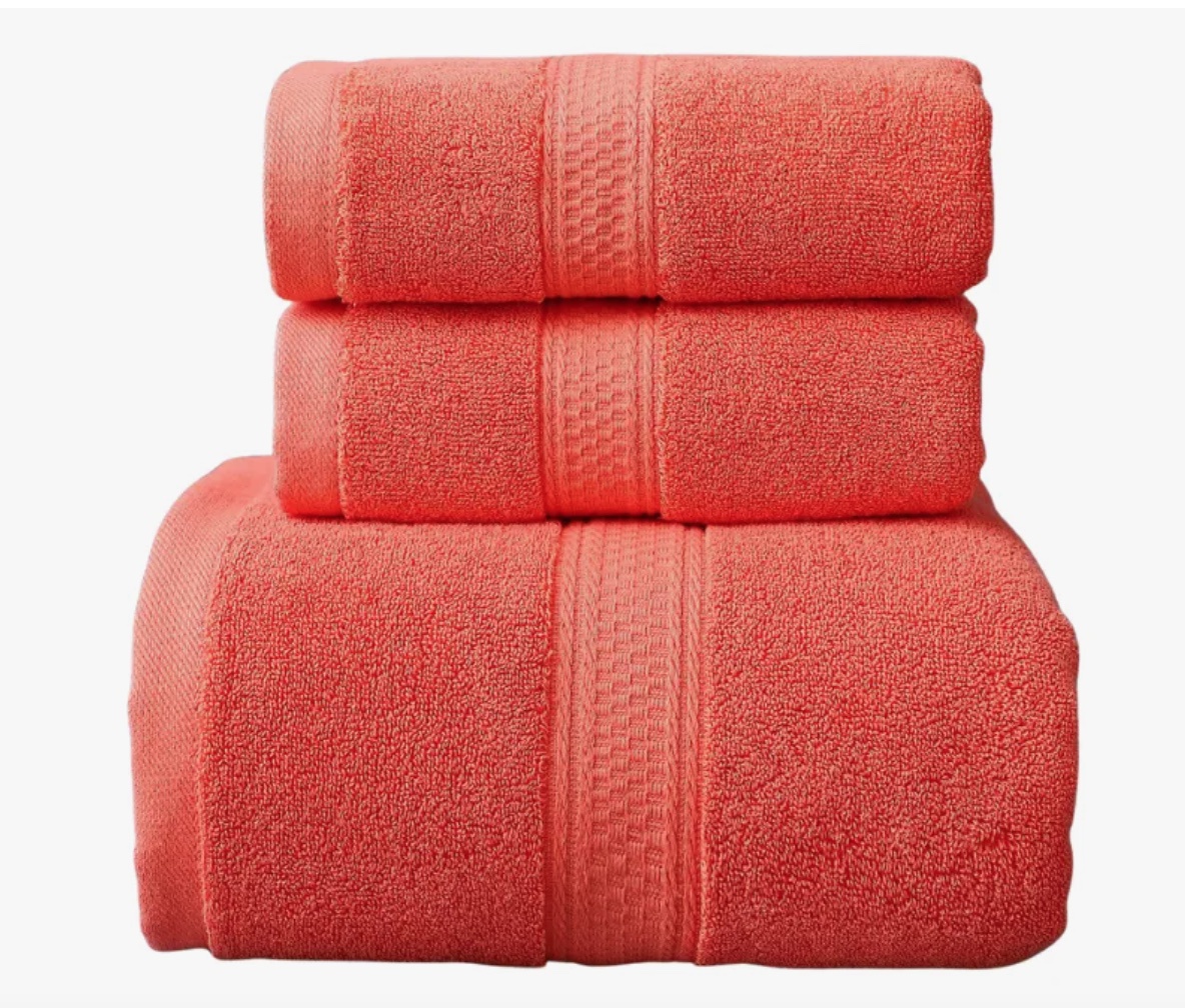 Atlas - Pack 3 Toallas Algodón Grueso Naranja