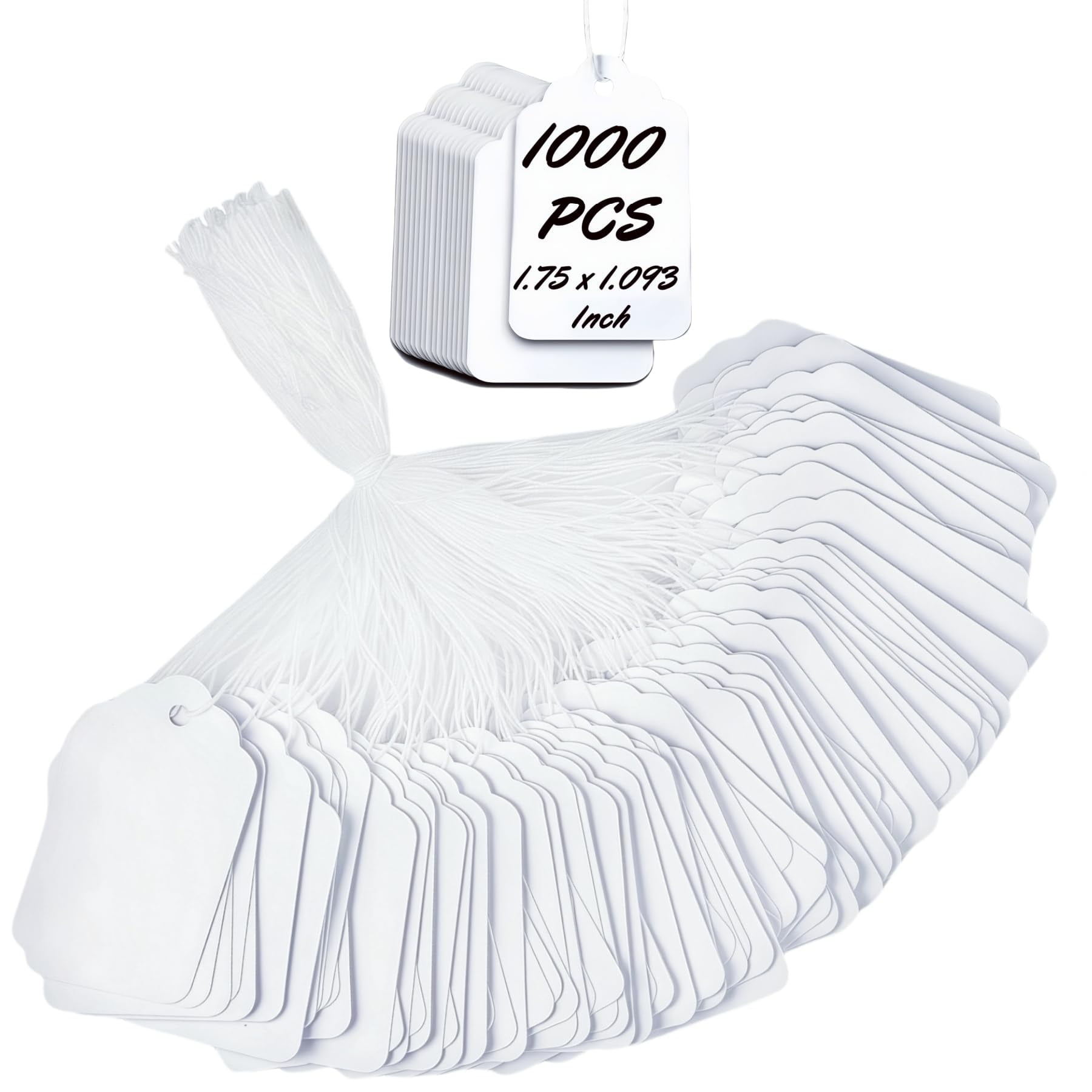 Etiquetas De Precio Artfly, 1000 Unidades, Preencordadas Con Hilo, Papel Blanco
