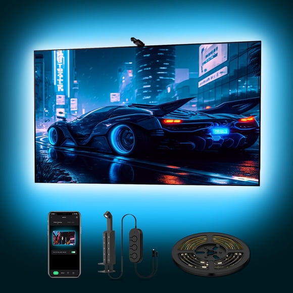 Tira de luces LED para TV DeerTalk Sync con imagen de TV de 65 pulgadas y 4,5 m