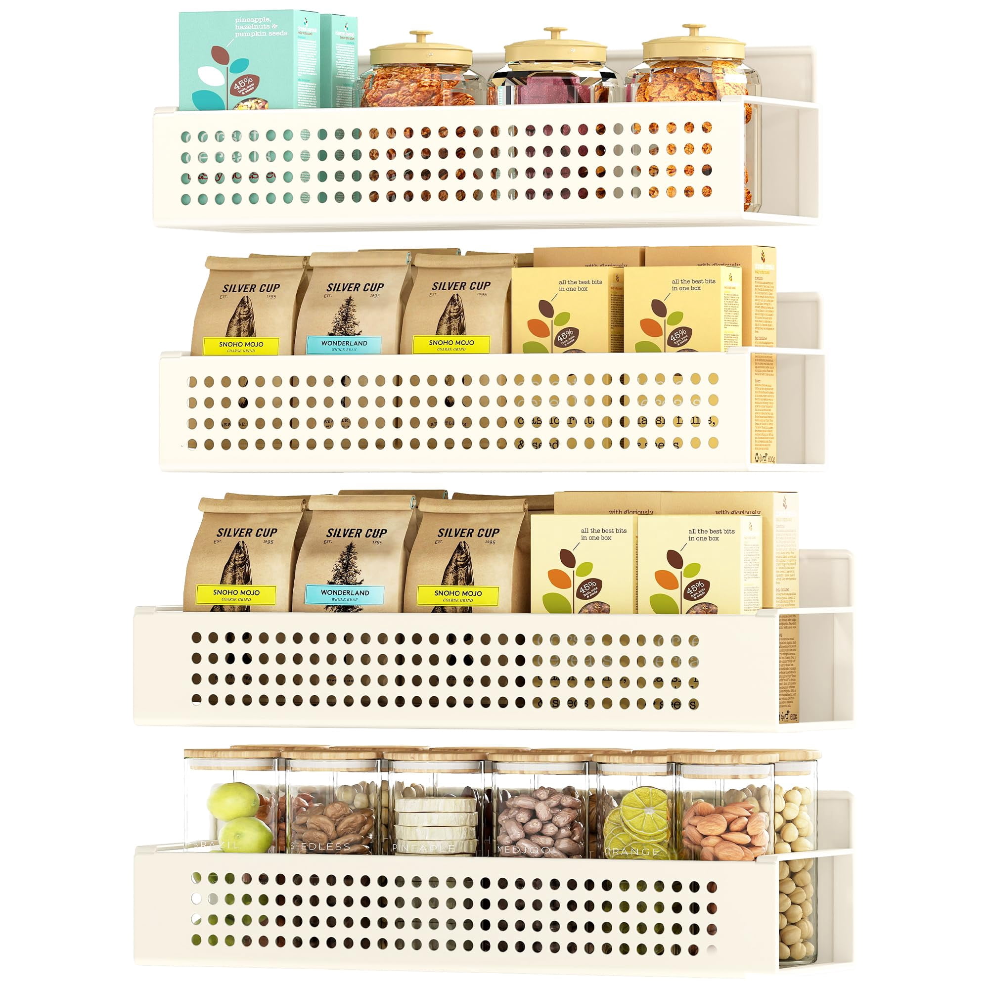 Estante Magnético Para Especias Songmics Para Nevera, Juego De 4 Unidades, Color Crema