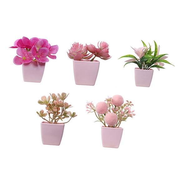 5 Piezas Flores Artificiales en Maceta Centros de Mesa Pequeños Y Flores de Plástico con Diseño Creativo Que No Se Marchita Adecuado para La Decoraci Estilo A