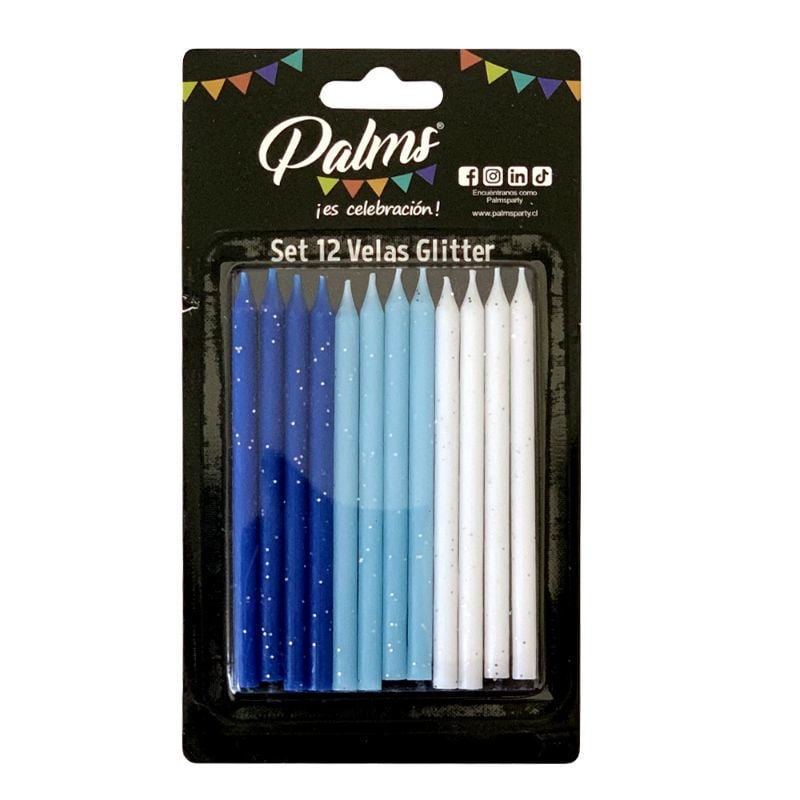Set 12 Velas Glitter Palms