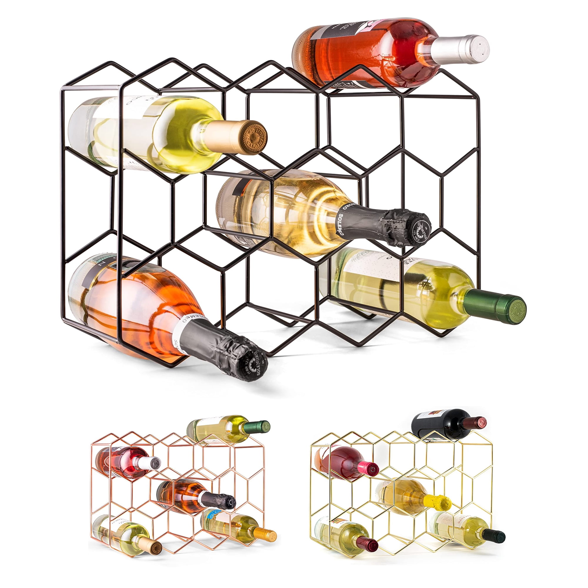 Gusto Nostro - Botellero Countertop Para 14 Botellas Metal Negro
