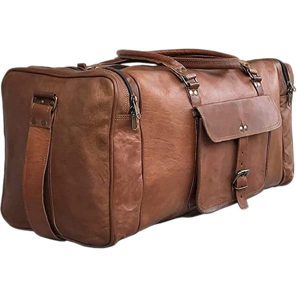 Bolso de viaje de cuero genuino para viajes durante la noche, marrón