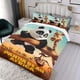 thumbnail image 3 of Oso Panda en África Conjunto de sábanas temático, trío de piezas, cómodo y amigable con la piel, diseño único, regalo de decoración para el hogar para familiares, amigos y fans,135cm *200cm, 3 of 6