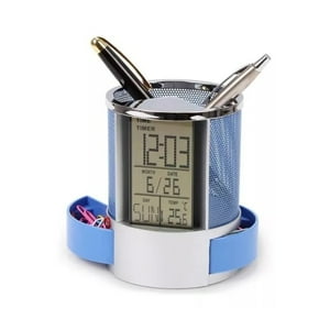 Importclick - Organizador Bolígrafo Portalápices Reloj Alarma Pantalla Lcd