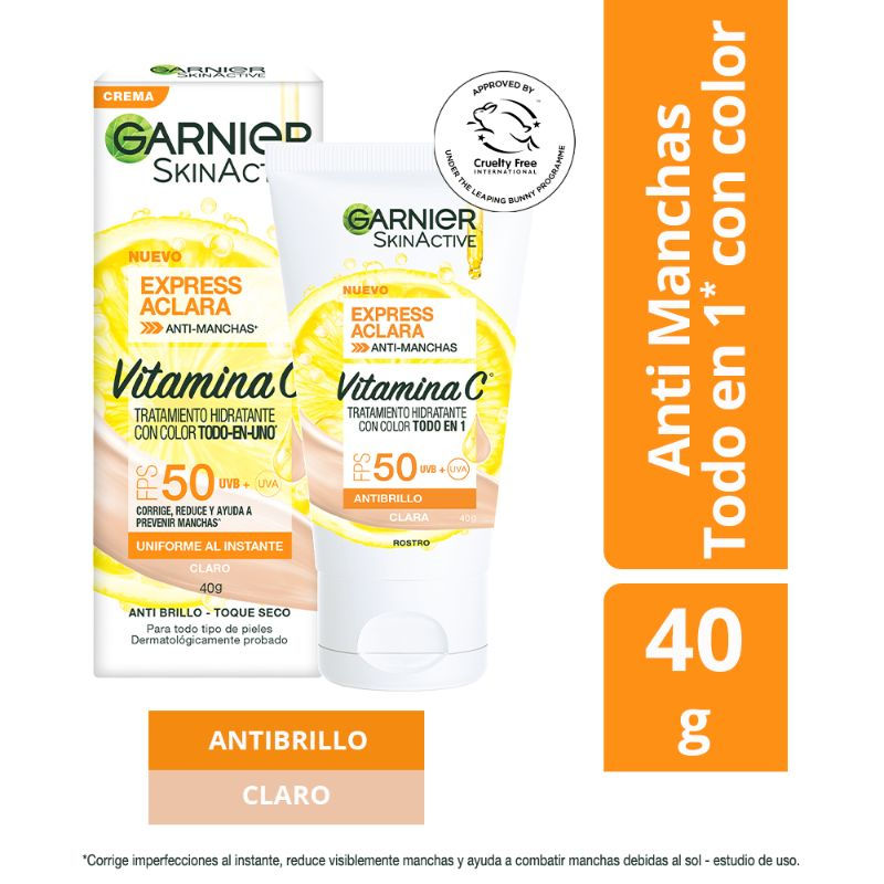 Crema Hidratante Express Aclara Tono Claro 40 g Garnier Skin Active