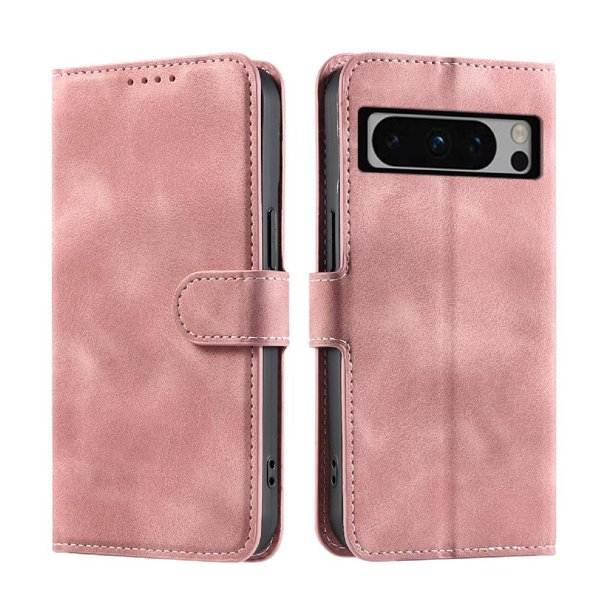 Funda Cartera para Google Pixel 8 Pro Tapa con Ranuras, Soporte y Correa Rosa