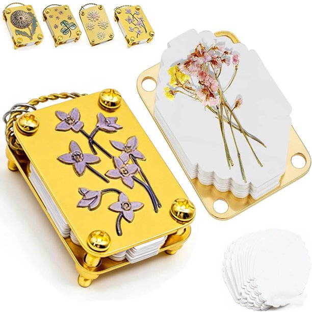 Mini prensa flores llavero kit con 20 papeles portátil flores miniatura secado arte