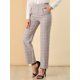 thumbnail image 5 of INSPIRE CHIC Pantalones Largos Rectos con Cintura Elástica de Cuadros para Mujer, Botón y Cremallera, Talla XL, Camel, 5 of 7