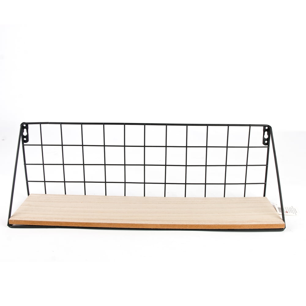 Homewell - Repisa Estante De Pared Muro De Metal Y Madera 45x14x11cm