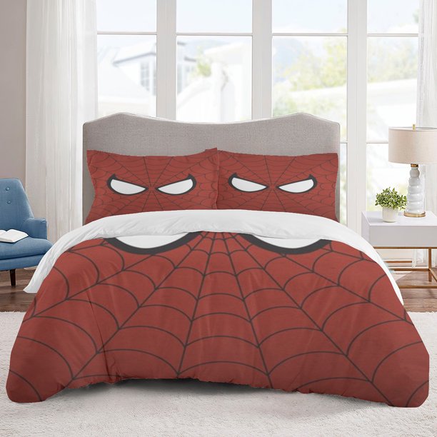 Spider-Men Bedding Sets Cartoon Duvet Cover Lightweight 3 Piece Bet Sets for Kids Boys Girls