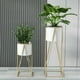 thumbnail image 3 of Set 2 Porta Maceteros Pedestal Maceta Plantas Blanco Dorados, 3 of 8