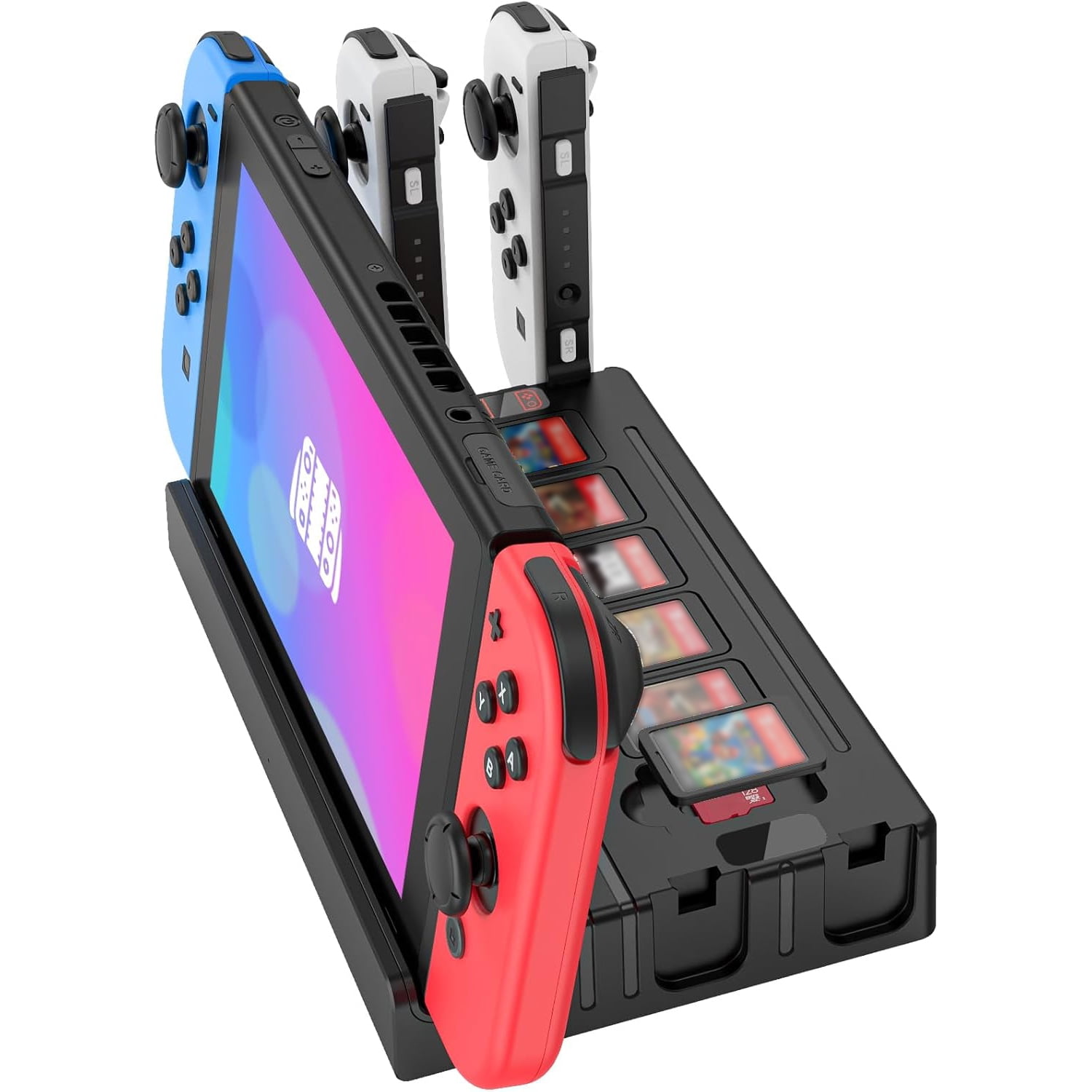 Genérico - Estación De Acoplamiento Para Tv Con Cargador De Joycons Para Switch Y Switch Oled, Soporte De Acoplamiento Con Salida Hdmi 4k, Capacidad Para Almacenar 6 Tarjetas De Juego Y 6 Tarjetas Tf