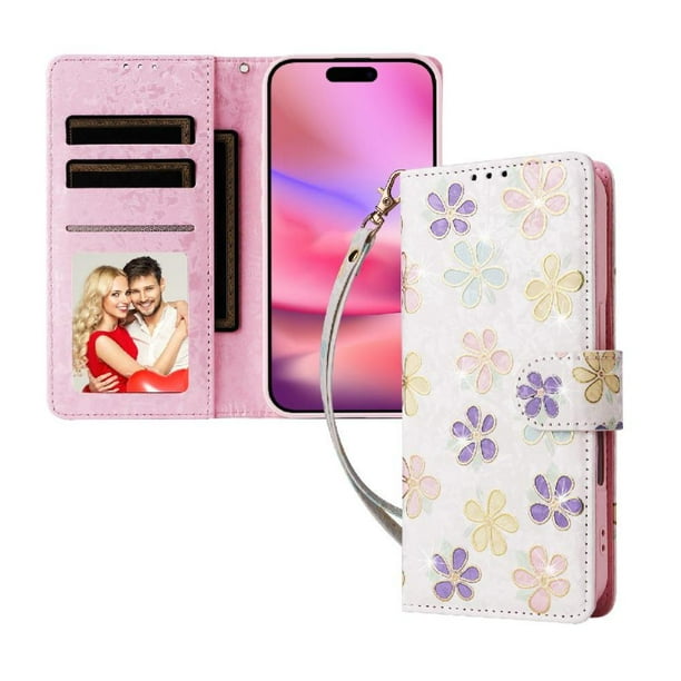 FOXDOCK Funda Tipo Cartera Floral para iPhone 11 ,Funda con Tapa de Cuero PU, Protección Antigolpes con Ranuras para Tarjetas y Soporte
