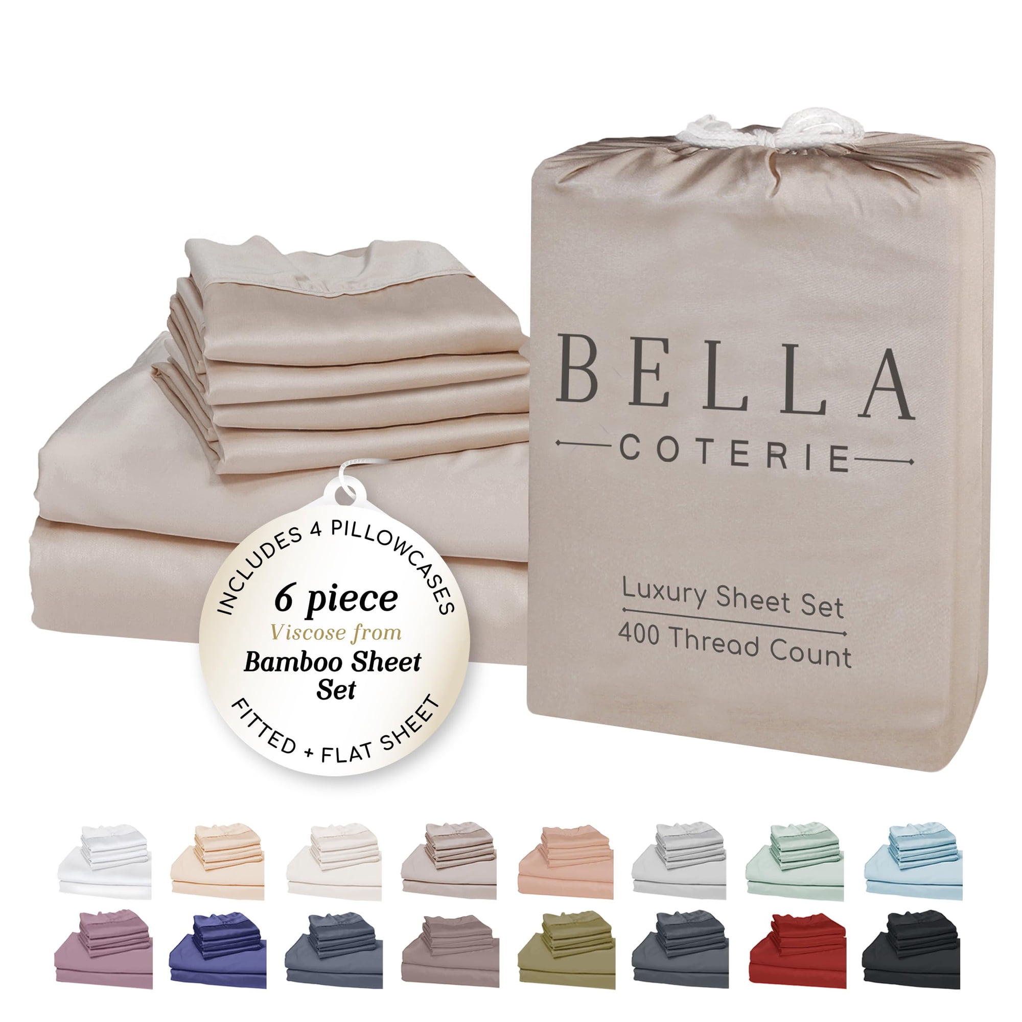 Juego De Sábanas Bc Bella Coterie King De Viscosa De Bambú Con Bolsillo De 18