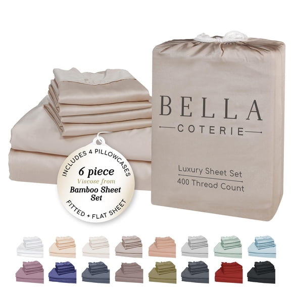 Juego de sábanas BC BELLA COTERIE King de viscosa de bambú con bolsillo de 18"
