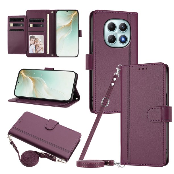 Funda Tipo Libro para Xiaomi Redmi Note 15 4G/5G, Tapa con Imán, Morado Oscuro