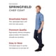 thumbnail image 2 of Chaqueta Chef Works Springfield Chef para hombre, color azul cielo, talla L, 2 of 5