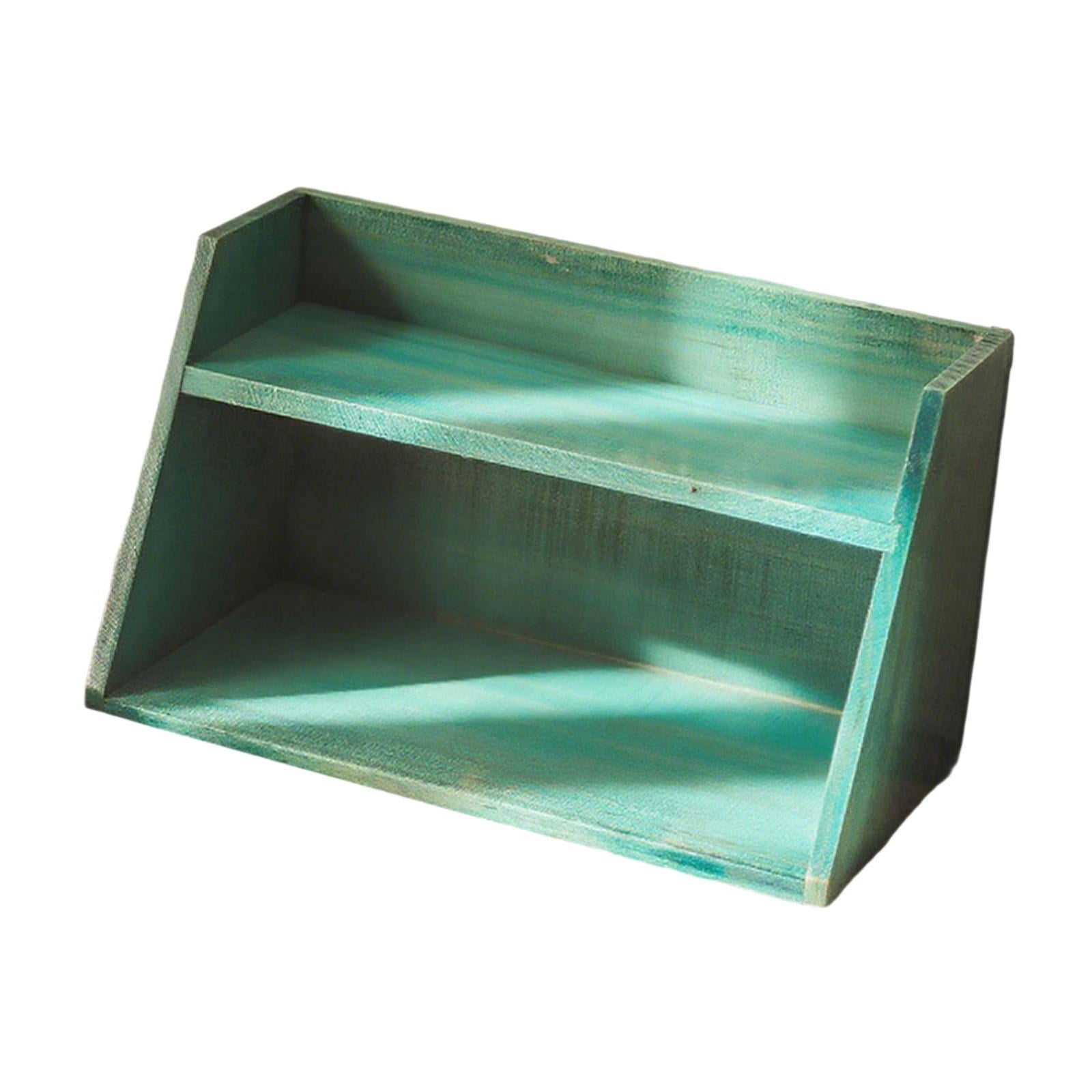 Magideal - Organizador De Maquillaje, Soporte De Almacenamiento De Cosméticos, Escritorio De Madera De Doble Capa, Multifunción, Práctico, Adecuado Para El Baño Azul Verde