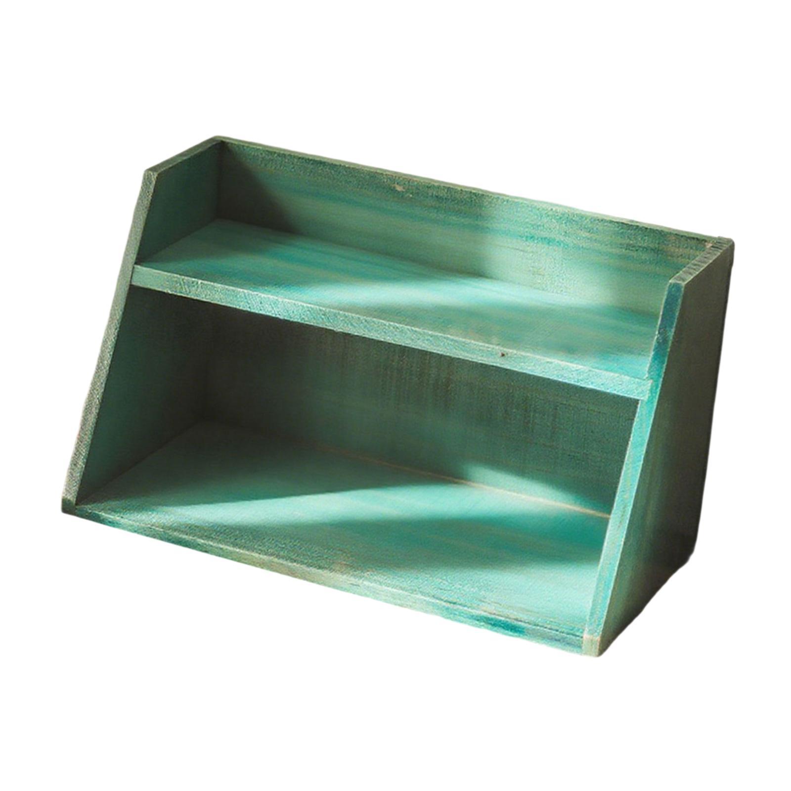 Magideal - Organizador De Maquillaje, Soporte De Almacenamiento De Cosméticos, Escritorio De Madera De Doble Capa, Multifunción, Práctico, Adecuado Para El Baño Azul Verde