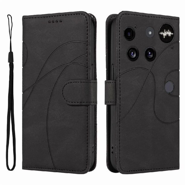 Funda tipo cartera con tapa para Nothing Phone 3 con tarjetero, soporte y cubierta magnética Negro
