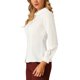 thumbnail image 4 of INSPIRE CHIC Blusa de Mujer con Cuello Peter Pan Casual de Negocios Manga Larga Camisas de Trabajo Abotonadas S Crema Blanca, 4 of 4