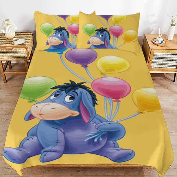 Winnie The Pooh Bed Duvet Cover Microfiber Bedding Sets 3D Printed Lightweight 3 Piece Comforter Sets for Kids Boys Girls