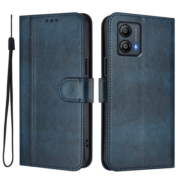 Funda Cartera para Motorola Moto G53 Protección 360° con Ranuras para Tarjetas y Soporte Azul