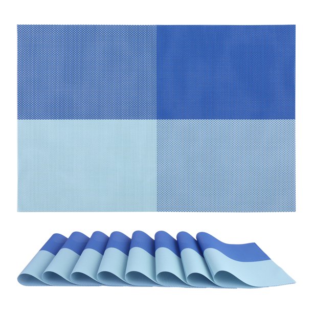 REGALWOVEN Juego de 8 Manteles Individuales, Manteles para Decoración de Mesa de Comedor de Cocina Lavables Resistentes al Calor Manteles Individuales Limpiables Azul 18*12in