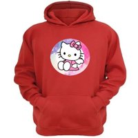 Genérico - Polerón Canguro Gatita Kitty Rojo Talla M Unisex
