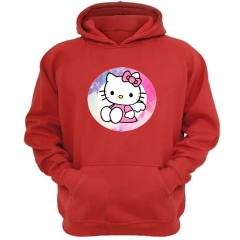 Genérico - Polerón Canguro Gatita Kitty Rojo Talla M Unisex