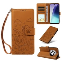 Funda Billetera Foxdock Compatible Con Xiaomi Poco M7, Diseño Perrito Tierno, Ranuras Para Tarjetas Y Soporte Plegable