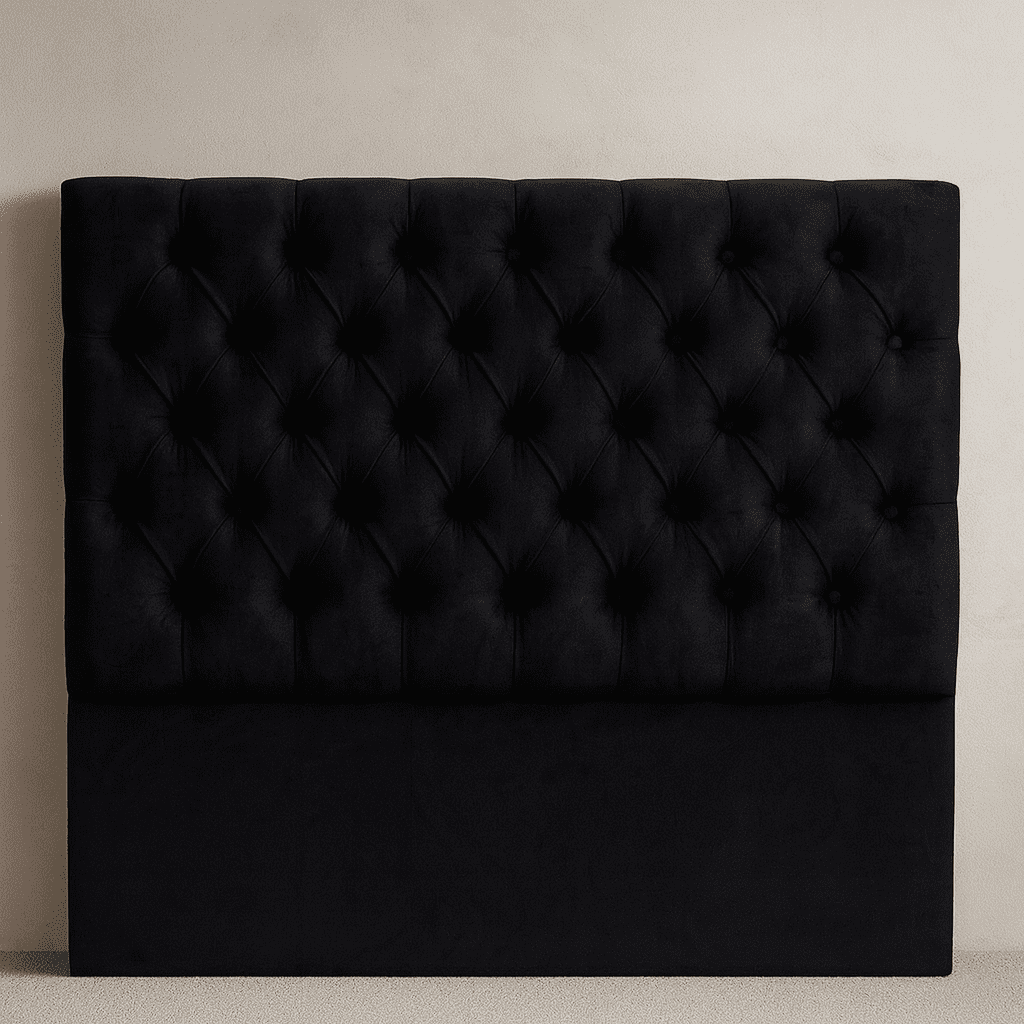 Genérico - Respaldo Moderno Cama 1.5 Plaza Capitone Felpa Color Negro