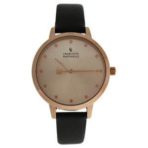 Charlotte Raffaelli - Crb La Basic - Reloj Con Correa De Cuero Marrón Dorado Rosa De Para Mujer - Reloj