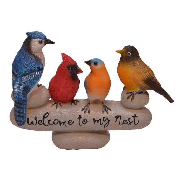 Figura Mark Feldstein Welcome Birds, resina, 18 cm, para exteriores