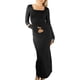 thumbnail image 1 of Jess de Meiko Vestido de Mujer Mangas Largas Cuello Cuadrado Agujero para el Pulgar Vestido Ajustado Escultural Maxi Talla S Negro, 1 of 6